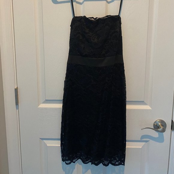 Neiman Marcus Strapless Black Lace Dress - Picture 1 of 4